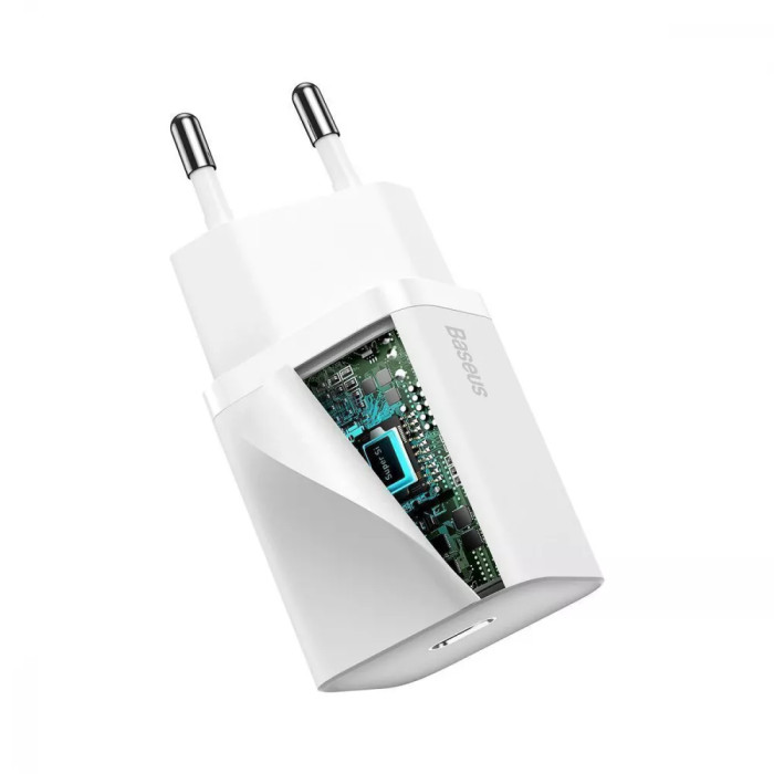 МЗП Baseus Super Silicone Quick Charger 20W (Type-C) + With Cable Type-C to Lightning