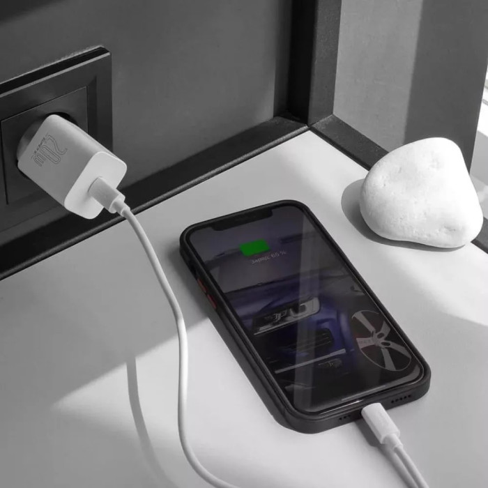 МЗП Baseus Super Silicone Quick Charger 20W (Type-C) + With Cable Type-C to Lightning