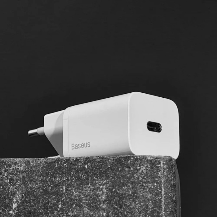 МЗП Baseus Super Silicone Quick Charger 20W (Type-C) + With Cable Type-C to Lightning