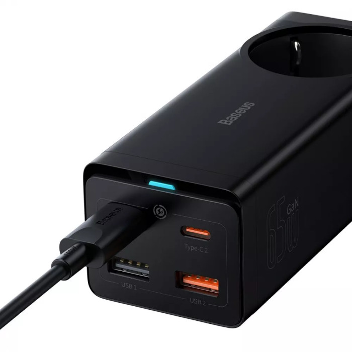 Мережевий фільтр Baseus GaN3 Pro Desktop Powerstrip 65W (2xType-C + 2xUSB + AC(EU))