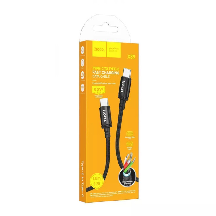 Кабель Hoco X89 Wind 60W Type-C to Type-C (1m)