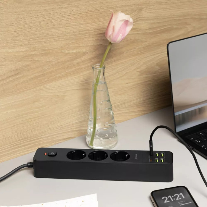Мережевий фільтр Proove Power Strip P-03 (3 розетки + 4 USB + 2 Type-C) 2М