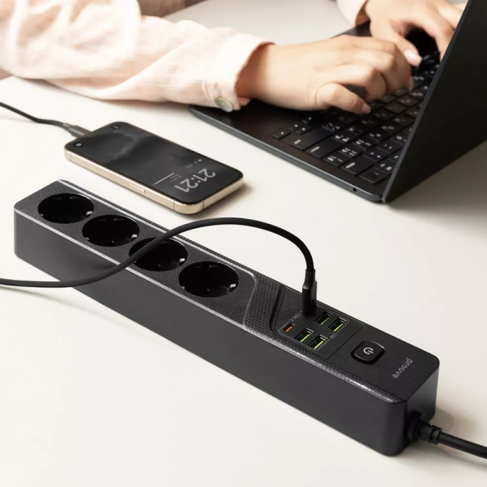 Мережевий фільтр Proove Power Strip P-04 (4 розетки + 4 USB + 2 Type-C) 2М