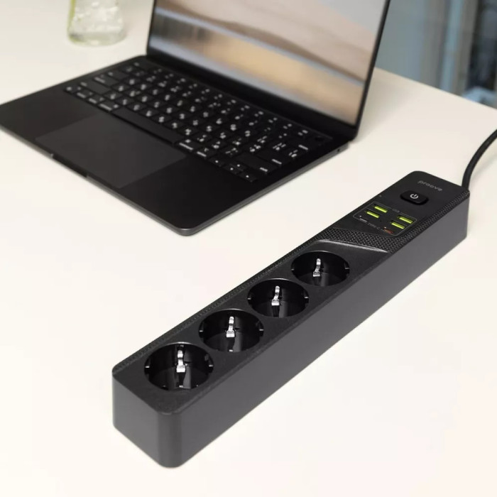 Мережевий фільтр Proove Power Strip P-04 (4 розетки + 4 USB + 2 Type-C) 2М