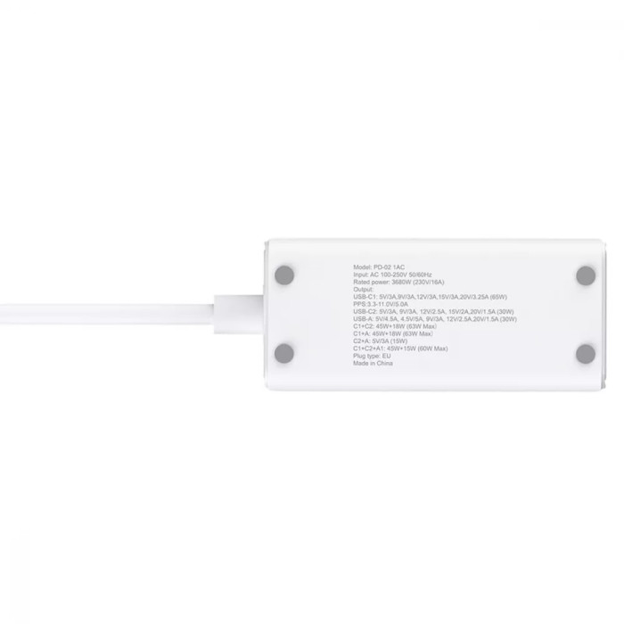Мережевий фільтр Proove Power Strip PD-02 65W (2 Type-C + 1USB)
