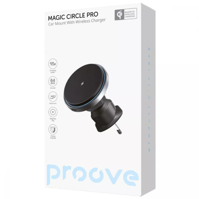 Автомобільний тримач з Бездротовим ЗП Proove Magic Circle Pro 15W