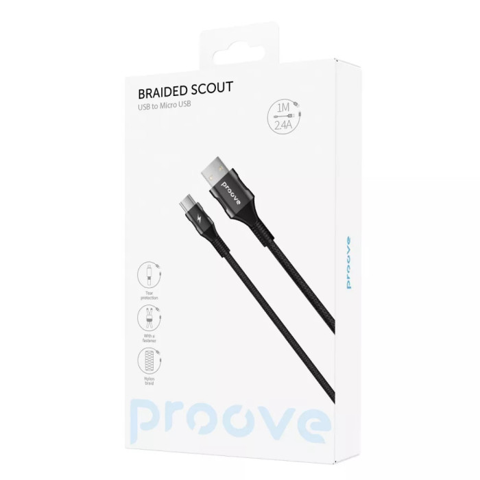 Кабель Proove Braided Scout USB to Micro USB 2.4A (1m)