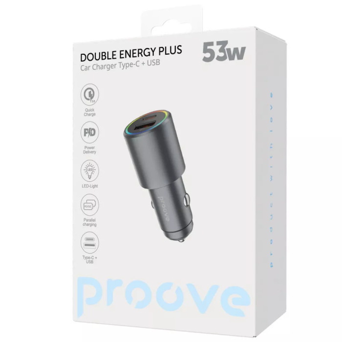 АЗП Proove Double Energy Plus 53W (USB + Type-C)