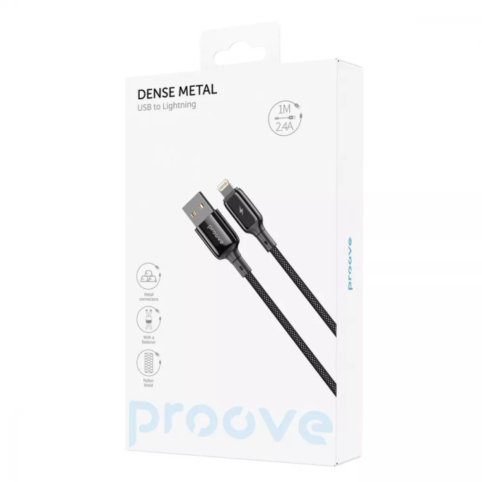 Кабель Proove Dense Metal USB to Lightning 2.4A (1m)