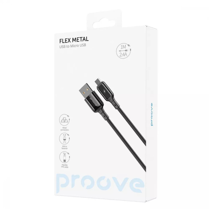 Кабель Proove Flex Metal USB to Micro USB 2.4A (1m)