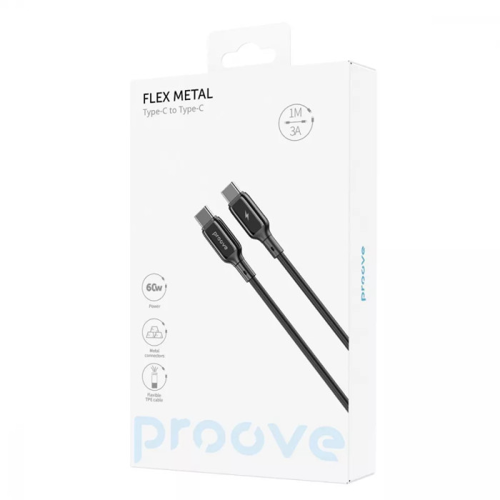 Кабель Proove Flex Metal Type-C to Type-C 60W (1m)