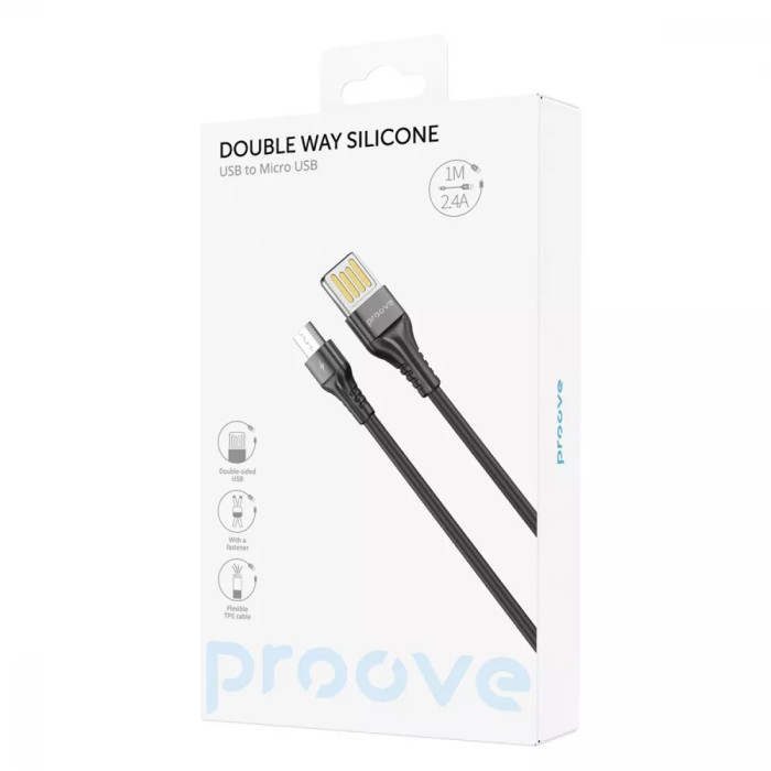 Кабель Proove Double Way Silicone USB to Micro USB 2.4A (1m)
