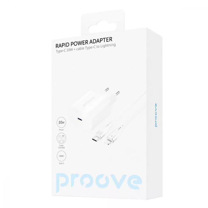 МЗП Proove Rapid 20W (Type-C) + Кабель Type-C to Lightning