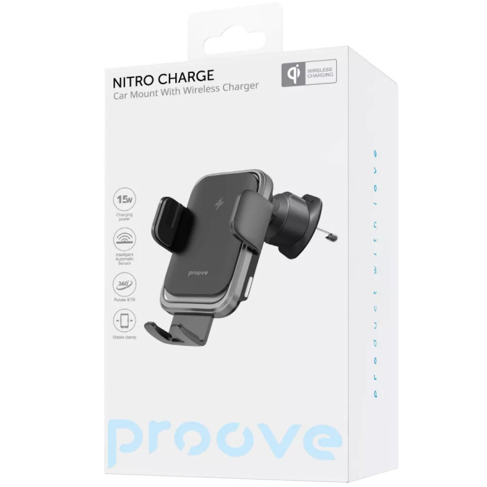 Автомобільний тримач з Бездротовим ЗП Proove Nitro Charge 15W