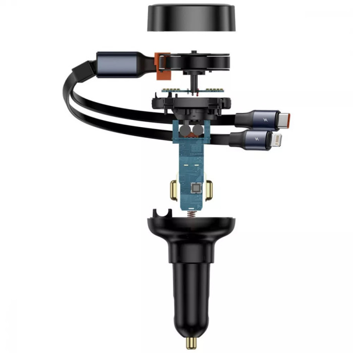 АЗП Baseus Enjoyment Pro Car Charger Type-C + Retractable C & iP Cable 60W
