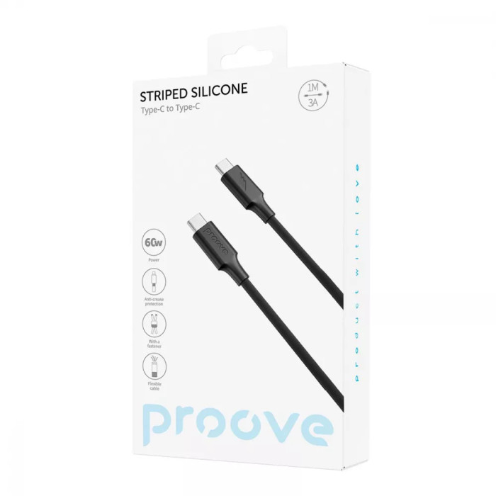 Кабель Proove Striped Silicone Type-C to Type-C 60W (1m)