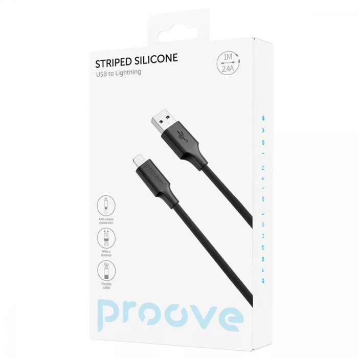 Кабель Proove Striped Silicone USB to Lightning (1m)