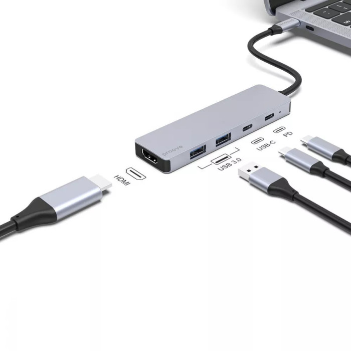 Type-C-Хаб Proove Iron Link 5 in 1 (2*Type-C + 2*USB3.0 + HDMI)