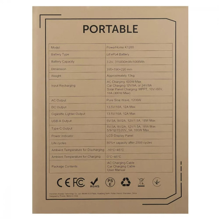 Портативна зарядна станція Proove PowerHome K1200