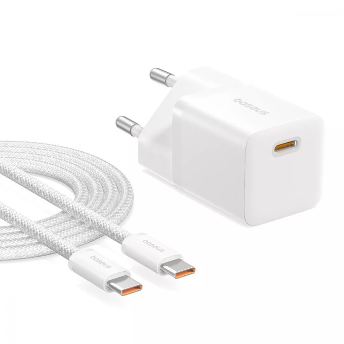 МЗП Baseus GaN5 Mini Fast Charger Type-C 25W (З кабелем Type-C to Type-C 100W 1m)