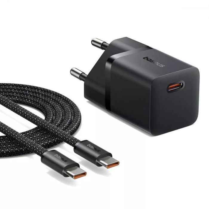МЗП Baseus GaN5 Mini Fast Charger Type-C 25W (З кабелем Type-C to Type-C 100W 1m)