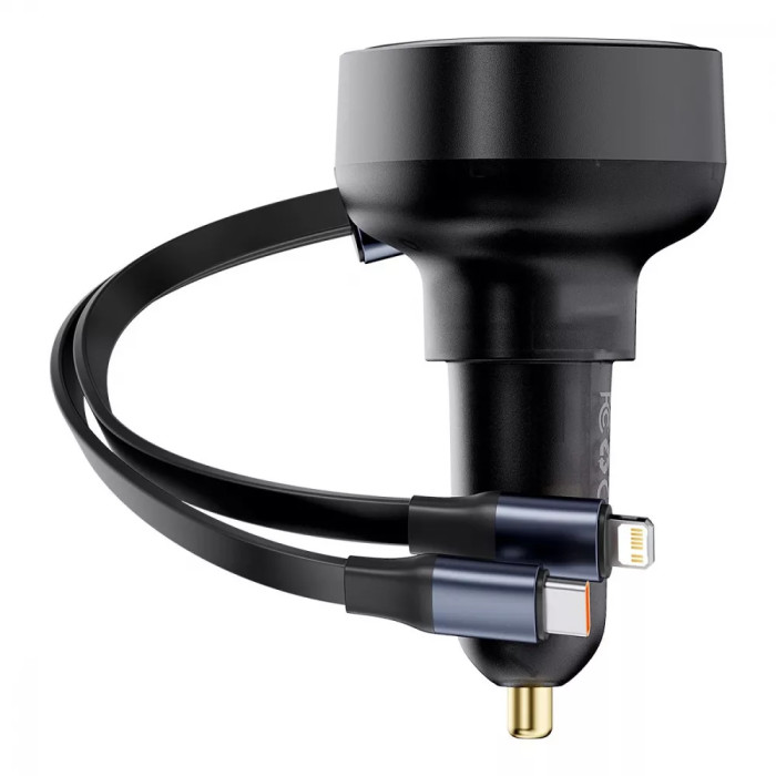 АЗП Baseus Enjoyment Pro Car Charger USB + Retractable C & iP Cable 60W