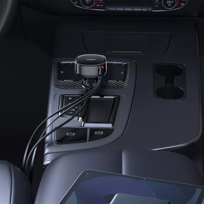 АЗП Baseus Enjoyment Pro Car Charger USB + Retractable C & iP Cable 60W