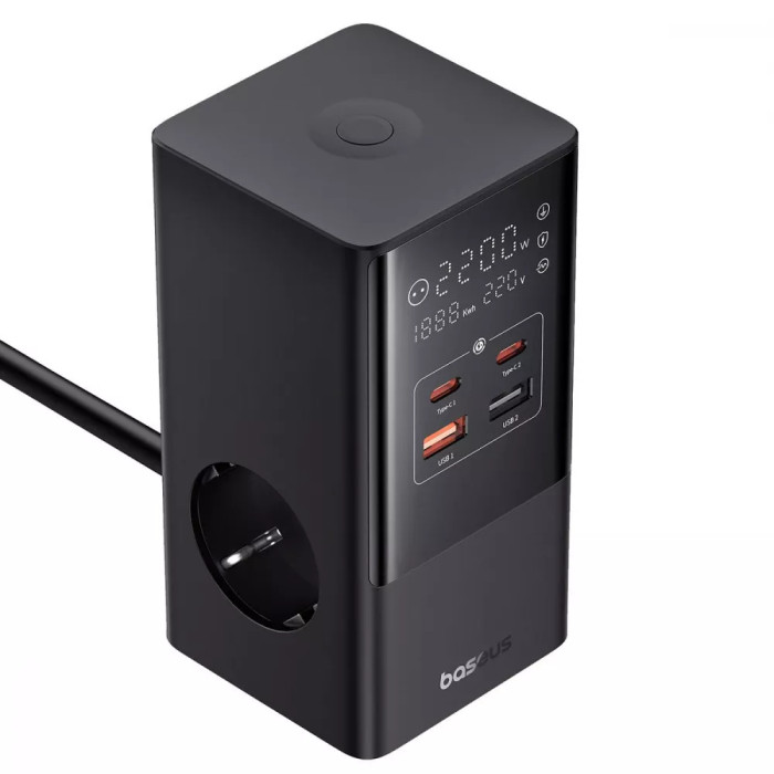 Мережевий фільтр Baseus Power Combo Tower Digital (3*AC+2*USB+2*Type-C 35W 1.5m)