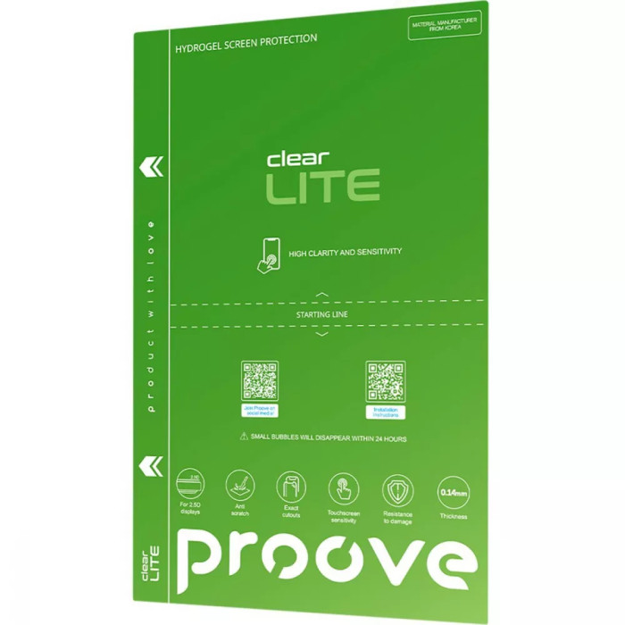 Захисна гідрогелева плівка Proove Hydrogel Screen Protection LITE Clear