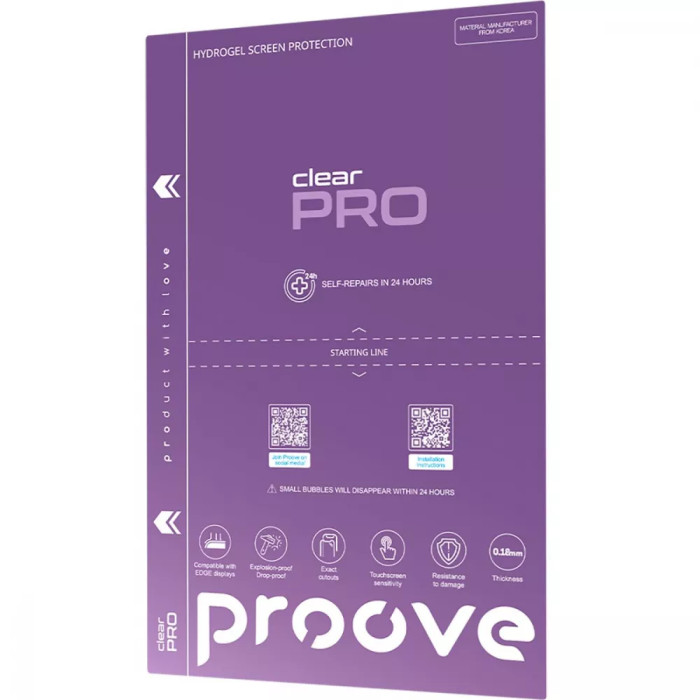 Захисна гідрогелева плівка Proove Hydrogel Screen Protection PRO Clear