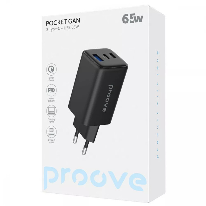 МЗП Proove Pocket GaN 65W (2Type-C + USB)
