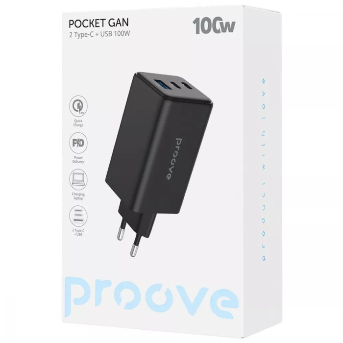 МЗП Proove Pocket GaN Max 100W (2Type-C + USB)