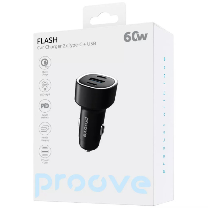 АЗП Proove Flash 60W (2Type-C + USB)