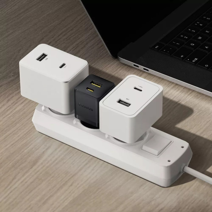 МЗП Baseus Palm Fast Charger Type-C+USB 30W (With Cable Type-C to Type-C 60W 1m)