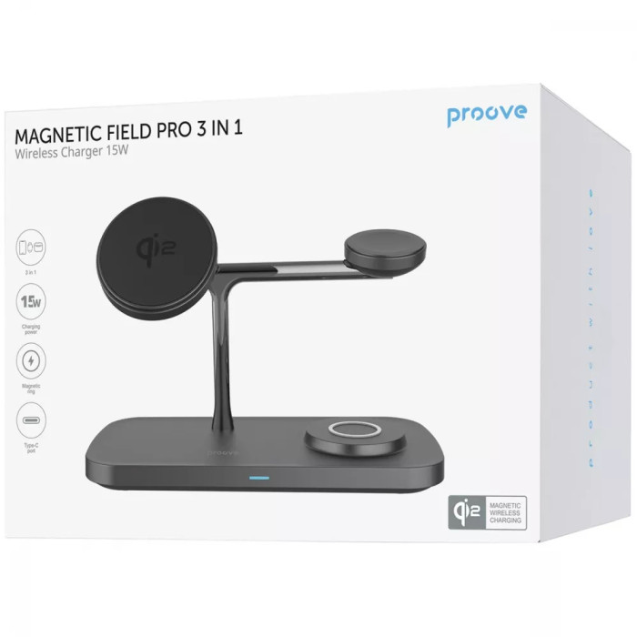 Бездротовий ЗП Proove Magnetic Field Pro 3 in 1 Qi2
