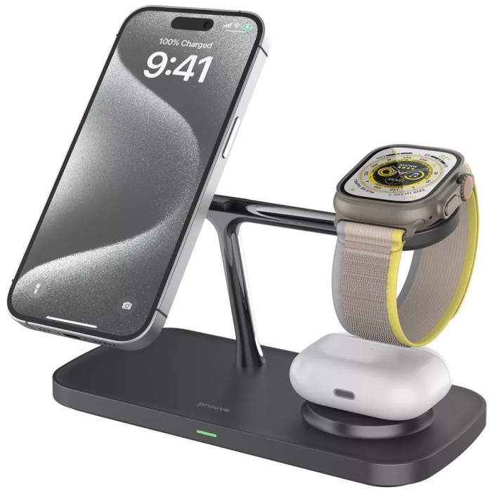 Бездротовий ЗП Proove Magnetic Field Pro 3 in 1 Qi2