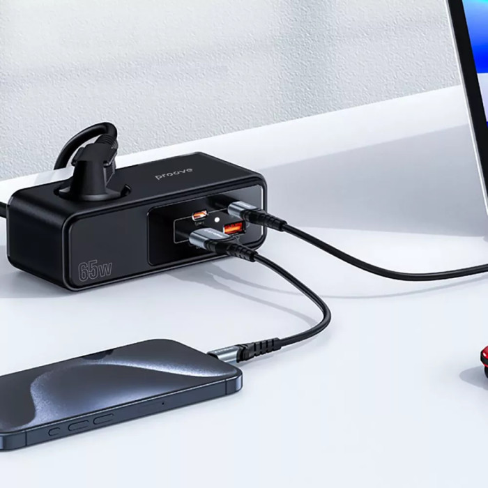 Мережевий фільтр Proove Homester Pro 65W (AC + 2xType-C + 2xUSB) 1.5m