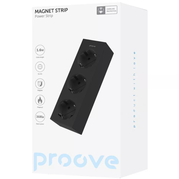 Мережевий фільтр Proove Magnet Strip (3xAC) 1.6m