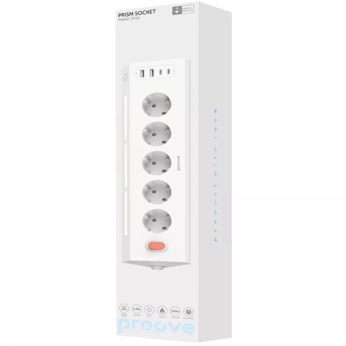 Мережевий фільтр Proove Prism Socket (5xAC + 2xType-C + 2xUSB) 1.6m
