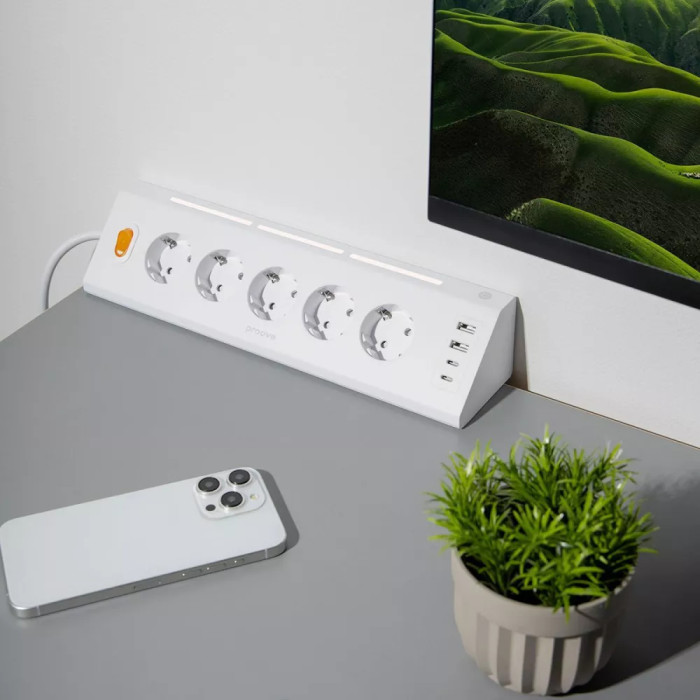 Мережевий фільтр Proove Prism Socket (5xAC + 2xType-C + 2xUSB) 1.6m