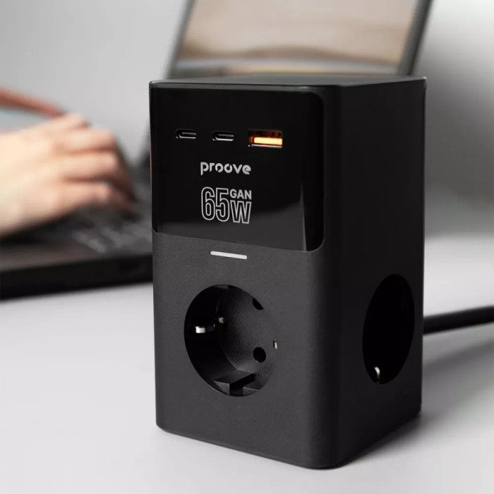 Мережевий фільтр Proove Power Cube 65W (3xAC + 2xType-C + 1xUSB) 1.5m