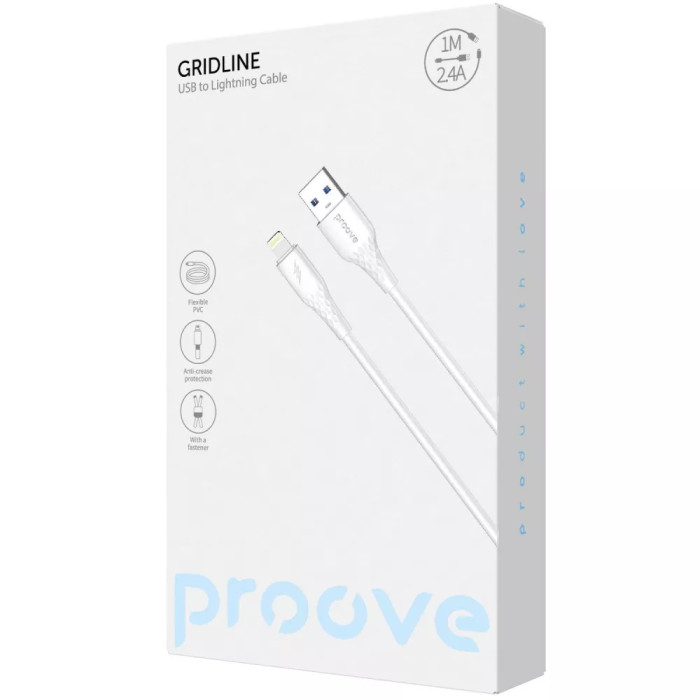 Кабель Proove GridLine USB to Lightning 2.4A (1m)