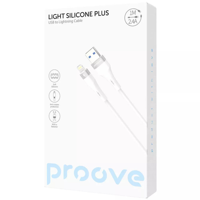 Кабель Proove Light Silicone Plus USB to Lightning 2.4A (1m)