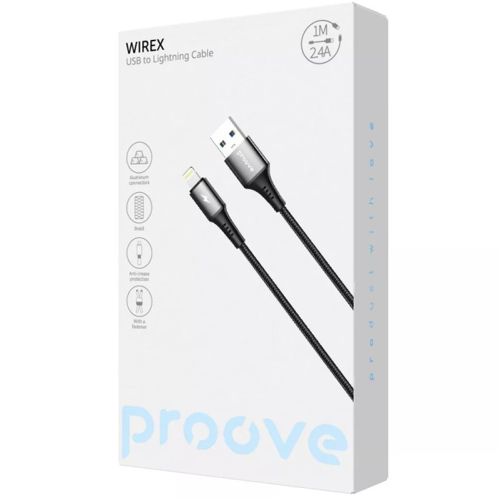 Кабель Proove WireX USB to Lightning 2.4A (1m)