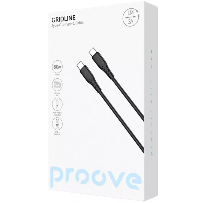 Кабель Proove GridLine Type-C to Type-C 60W (1m)