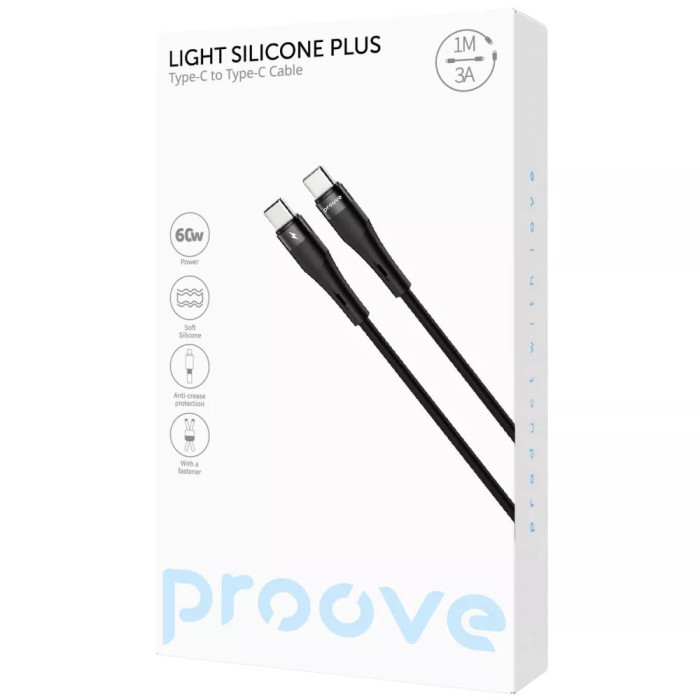 Кабель Proove Light Silicone Plus Type-C to Type-C 60W (1m)