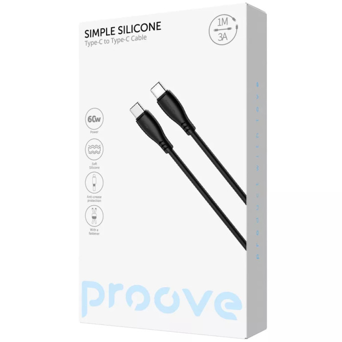 Кабель Proove Simple Silicone Type-C to Type-C 60W (1m)