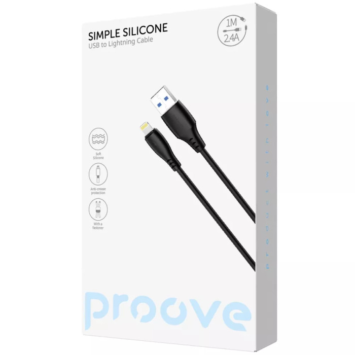 Кабель Proove Simple Silicone USB to Lightning 2.4A (1m)