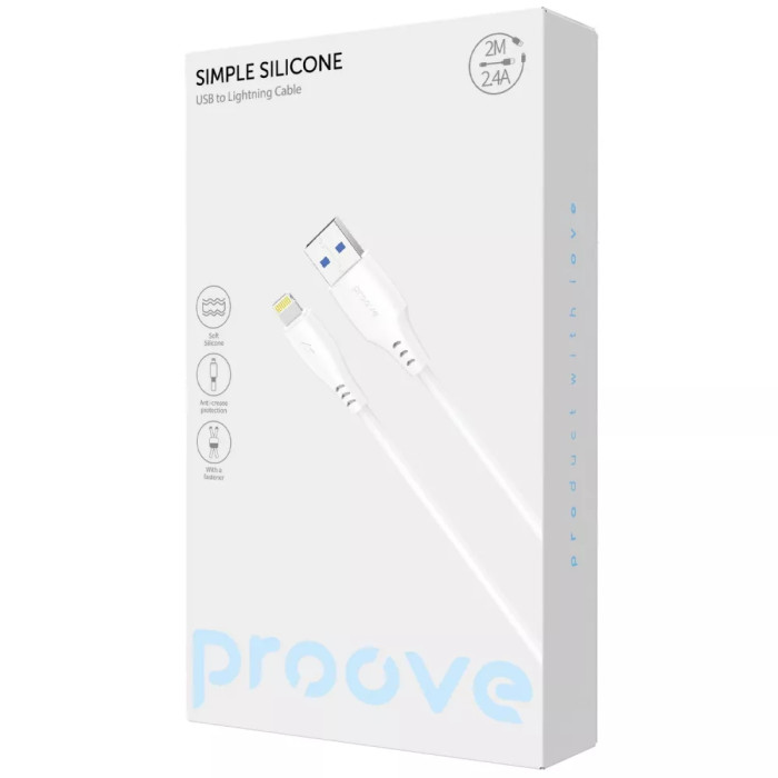Кабель Proove Simple Silicone USB to Lightning 2.4A (2m)
