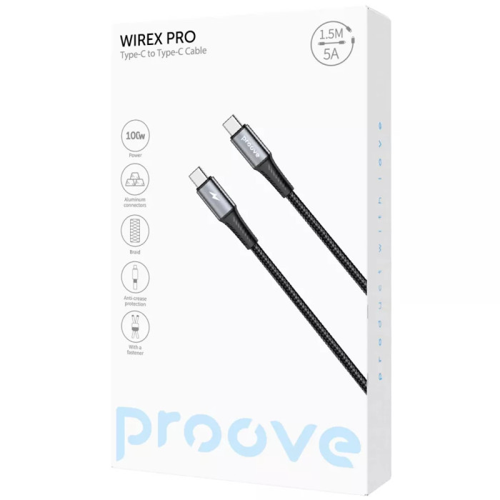 Кабель Proove WireX Pro Type-C to Type-C 100W (1.5m)